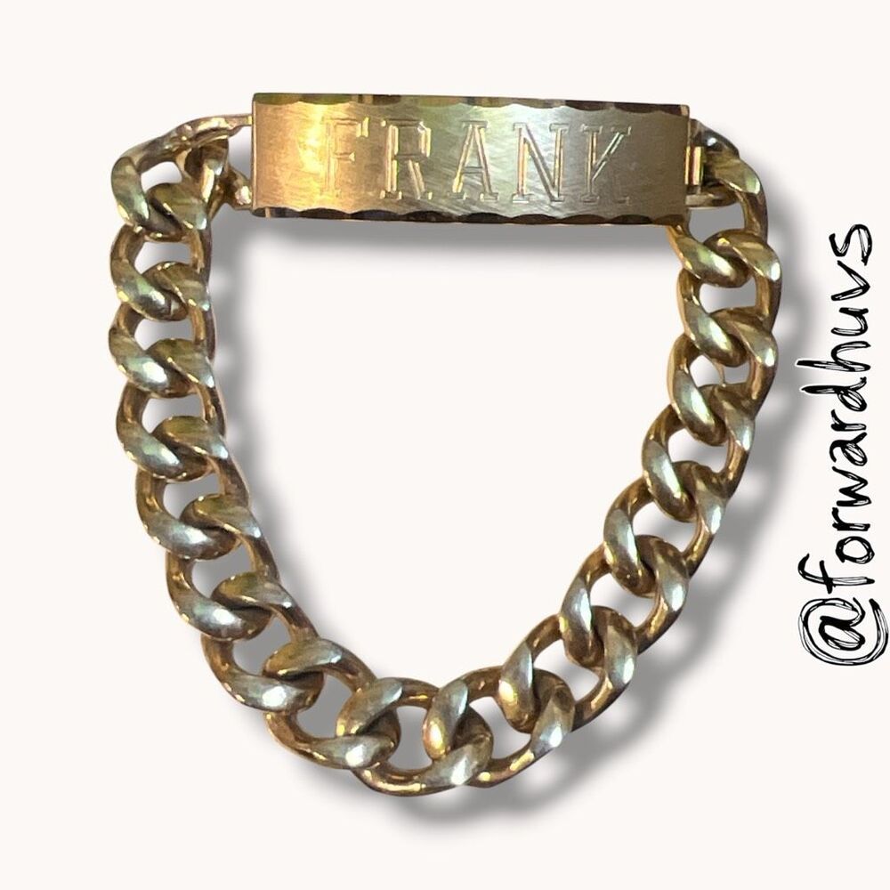 Speidel USA Vintage Gold Tone ID Bracelet “FRANK” 8”